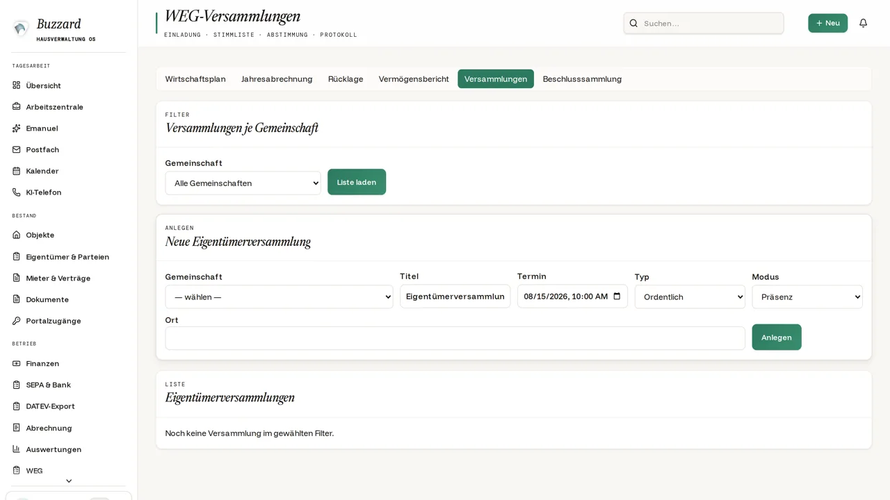 WEG-Versammlung in Buzzard